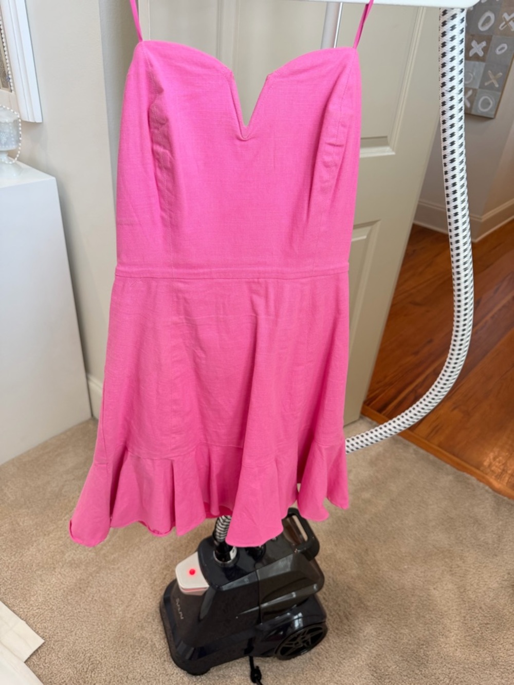 Pink Linen Mini Dress - (M)